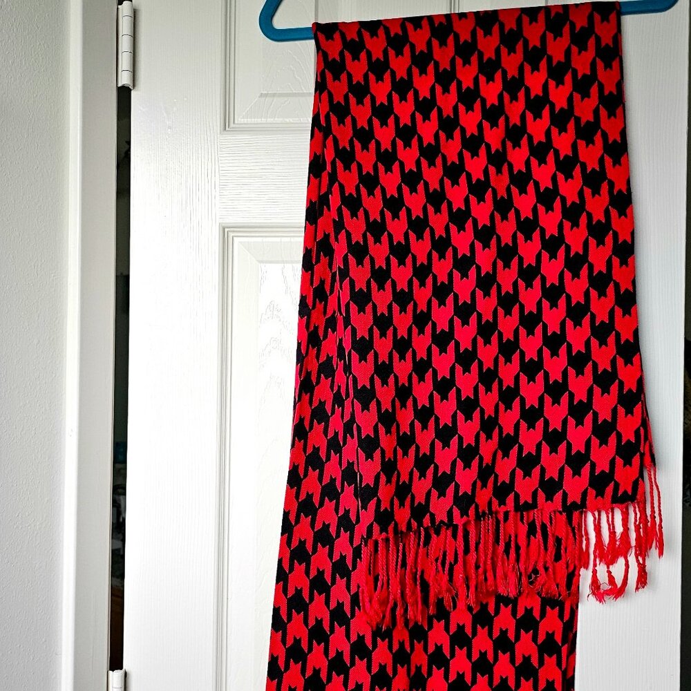 Red cashmere silk scarf wrap 70" x 26"